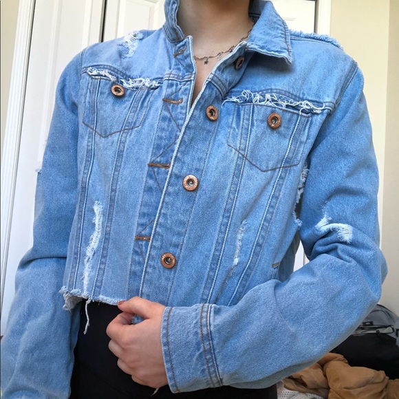 Crop Jean Jacket Handmade - Picture 3 of 7